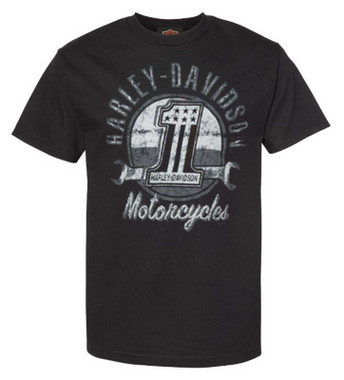 Harley-Davidson Men's Gray Wrench Crew-Neck Cotton Short Sleeve T-Shirt, Black - Wisconsin Harley-Davidson