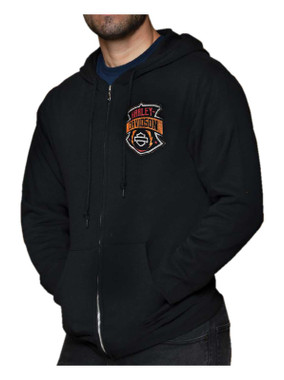 Harley-Davidson Men's Certainty Zip-Up Fleece Hooded Sweatshirt, Black - Wisconsin Harley-Davidson