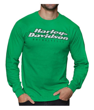 Harley-Davidson Men's Coaster Tour Long Sleeve Crew-Neck Shirt, Irish Green - Wisconsin Harley-Davidson