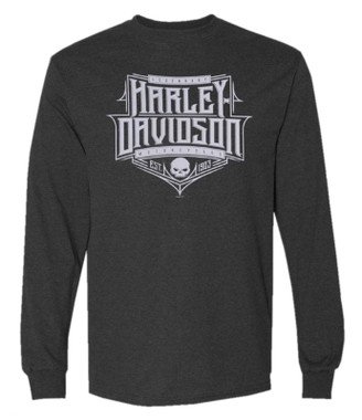 Harley-Davidson Men's Sharpened Long Sleeve Poly-Blend Shirt, Charcoal - Wisconsin Harley-Davidson