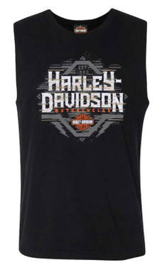 Harley-Davidson Men's Knuckles Sleeveless Cotton Crew-Neck Muscle Shirt, Black - Wisconsin Harley-Davidson