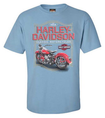 Harley-Davidson Men's Bike Border Short Sleeve Cotton T-Shirt, Slate Blue - Wisconsin Harley-Davidson