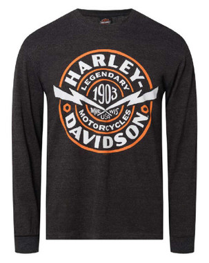 Harley-Davidson Men's Retro Sphere Long Sleeve Poly-Blend Shirt, Vintage Black - Wisconsin Harley-Davidson