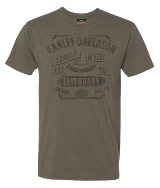 Harley-Davidson Men's Forged Distressed Cotton Short Sleeve T-Shirt, Olive Green - Wisconsin Harley-Davidson