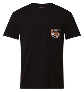 Harley-Davidson Men's Analyze Cotton Short Sleeve Chest Pocket T-Shirt, Black - Wisconsin Harley-Davidson