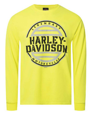 Harley-Davidson Men's Portion Poly-Blend Long Sleeve Shirt, Safety Green - Wisconsin Harley-Davidson