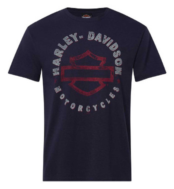 Harley-Davidson Men's Decaying Bar & Shield Cotton Short Sleeve T-Shirt, Navy - Wisconsin Harley-Davidson