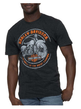 Harley-Davidson Men's Thrills Poly-Blend Short Sleeve T-Shirt, Vintage Black - Wisconsin Harley-Davidson