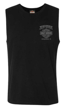 トップス 1170 Harley SOARING HIGH Eagle Tee Black Harley-Davidson® Men's Eagle Piston Crew-Neck Sleeveless Cotton