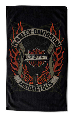 Harley-Davidson Outlaw Bar & Shield Cotton Beach Towel, 35 x 60 inch - Wisconsin Harley-Davidson