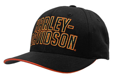 Harley-Davidson Men's Signage Stitch H-D Adjustable Baseball Hat, Black - Wisconsin Harley-Davidson