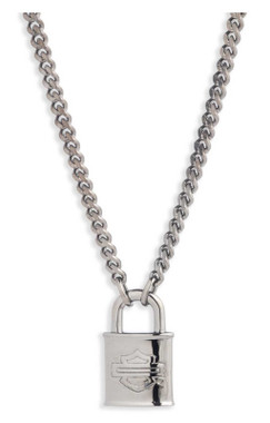 Harley-Davidson Women's 22 in. Bar & Shield Lock Pendant Necklace, Black - Wisconsin Harley-Davidson