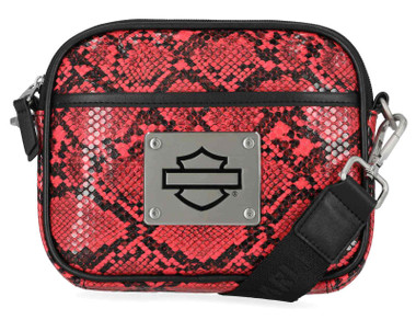 Harley-Davidson Women's Python Print B&S Logo Crossbody Belt Bag, Pink - Wisconsin Harley-Davidson