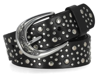 Harley-Davidson Women's Horseshoe Shiny Studded Genuine Leather Belt, Black - Wisconsin Harley-Davidson