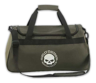 Harley-Davidson Willie G Skull Graphic Rugged Duffel Bag, Grape Leaf Green - Wisconsin Harley-Davidson