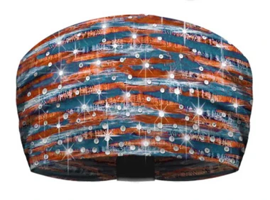 That's A Wrap Women's Serape Blinged Knotty Band Headwrap, Orange/Denim - Wisconsin Harley-Davidson