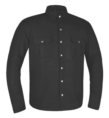 Derringer Men's Defender Front Zip & Snap Closure Armored Flannel Shirt, Black - Wisconsin Harley-Davidson