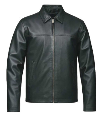 Derringer Men's James Premium Buffalo Leather Motorcycle Jacket, Black - Wisconsin Harley-Davidson
