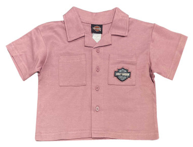 Harley-Davidson Girls' Bar & Shield Logo Meet & Greet Button Shirt, Rose Pink - Wisconsin Harley-Davidson