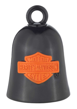 Harley-Davidson Solid Orange Script Bar & Shield Logo Ride Bell, Black Finish - Wisconsin Harley-Davidson