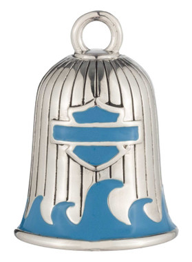 Harley-Davidson® Bar & Shield Blue Enamel Wave Detail Ride Bell, Silver Finish