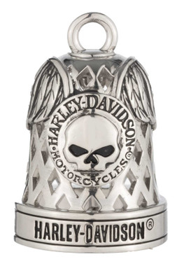 Harley-Davidson Winged Willie G Skull Diamond Cut Outs Ride Bell, Silver Finish - Wisconsin Harley-Davidson