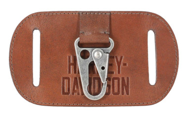 Harley-Davidson Men's Embossed Genuine Leather Belt Key Fob Holder, Brown - Wisconsin Harley-Davidson