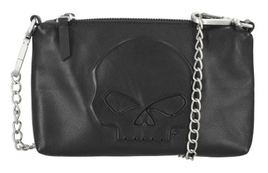 Harley-Davidson Women's Raised Skull Genuine Leather Crossbody Purse, Black - Wisconsin Harley-Davidson
