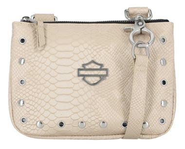 Harley-Davidson Women's Embossed Snake Skin B&S Convertible Hip Bag, Off White - Wisconsin Harley-Davidson
