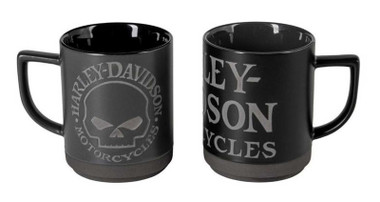 Harley-Davidson Engraved Willie G Skull Coffee Mug Set, Set of Two 16 oz. Black - Wisconsin Harley-Davidson