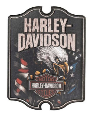 Harley-Davidson Patriotic Eagle Bar & Shield Logo Wooden Pub Sign, Black - Wisconsin Harley-Davidson