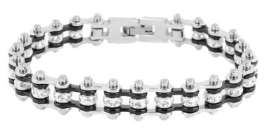 Heavy Metal Women's Mini Two-Tone Stainless Steel Motorcycle Bike Chain Bracelet - Wisconsin Harley-Davidson