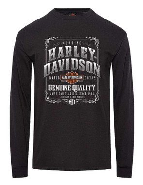Harley-Davidson Men's Western Wanted Long Sleeve Cotton Shirt, Solid Black - Wisconsin Harley-Davidson