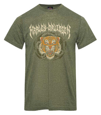 Harley-Davidson Men's Fracture Short Sleeve Poly-Blend T-Shirt, Military Green - Wisconsin Harley-Davidson
