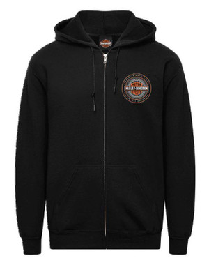 Harley-Davidson Men's Orbit Bar & Shield Logo Zip-Up Hoodie Sweatshirt, Black - Wisconsin Harley-Davidson