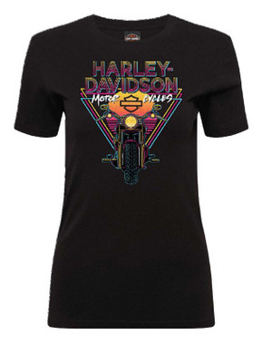 Harley-Davidson Women's Vice Short Sleeve Crew-Neck Cotton Tee, Solid Black - Wisconsin Harley-Davidson