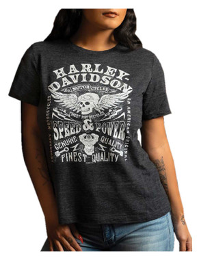 Harley-Davidson Women's Festival Spirit Crew-Neck Short Sleeve Tee, Black - Wisconsin Harley-Davidson