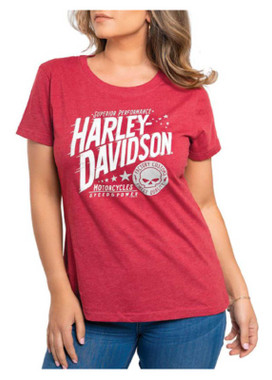 Harley-Davidson Women's Speedster Reflective Ink Short Sleeve Tee, Dark Red - Wisconsin Harley-Davidson
