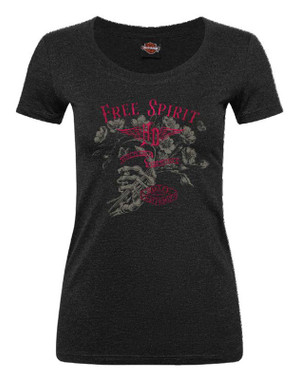 Harley-Davidson Women's Foil Splendor Scoop Neck Short Sleeve Tee, Black - Wisconsin Harley-Davidson