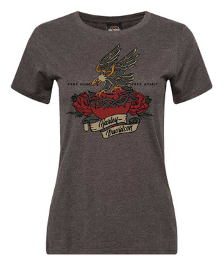 Harley-Davidson Women's Mariner Short Sleeve Crew-Neck Poly-Blend T-Shirt, Gray - Wisconsin Harley-Davidson