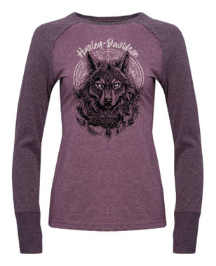 Harley-Davidson Women's Serenity Long Sleeve Raglan Tee, Vintage Purple - Wisconsin Harley-Davidson