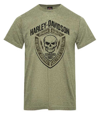 Harley-Davidson Men's Brigade Short Sleeve Poly-Blend Tee, Military Green - Wisconsin Harley-Davidson
