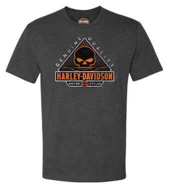 Harley-Davidson Mens Wanderer Short Sleeve Poly-Blend Crew-Neck Tee, Charcoal - Wisconsin Harley-Davidson