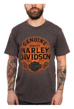 Harley-Davidson Men's Overture Short Sleeve Poly-Blend T-Shirt, Heather Brown - Wisconsin Harley-Davidson