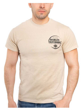 Harley-Davidson Men's Stamp Stencil Short Sleeve Crew-Neck T-Shirt, Sand - Wisconsin Harley-Davidson