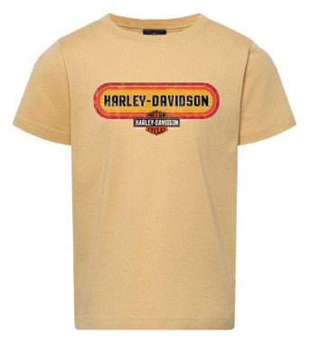 Harley-Davidson Boy's Echo Short Sleeve Cotton Crew-Neck Youth Tee, Latte Tan - Wisconsin Harley-Davidson