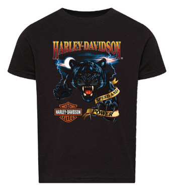 Harley-Davidson Boy's Cub Short Sleeve Cotton Crew-Neck Youth Tee, Black - Wisconsin Harley-Davidson