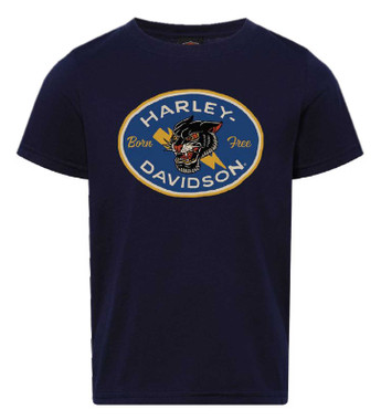 Harley-Davidson Boy's Icon H-D Short Sleeve Crew-Neck Youth Tee, Navy Blue - Wisconsin Harley-Davidson