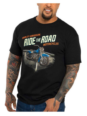 Harley-Davidson Men's Distance Short Sleeve Crew-Neck Cotton T-Shirt, Black - Wisconsin Harley-Davidson