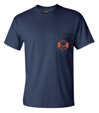 Harley-Davidson Men's Circle Dust Short Sleeve Chest Pocket Tee, Navy Blue - Wisconsin Harley-Davidson
